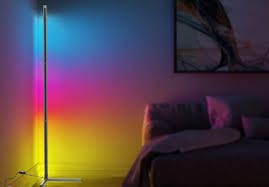 RGB LED Corner Lamp – Modern Minimalist Floor Standing Light with Remote Control & Music Sync for Mood Lighting in Bedrooms & Gaming Spaces