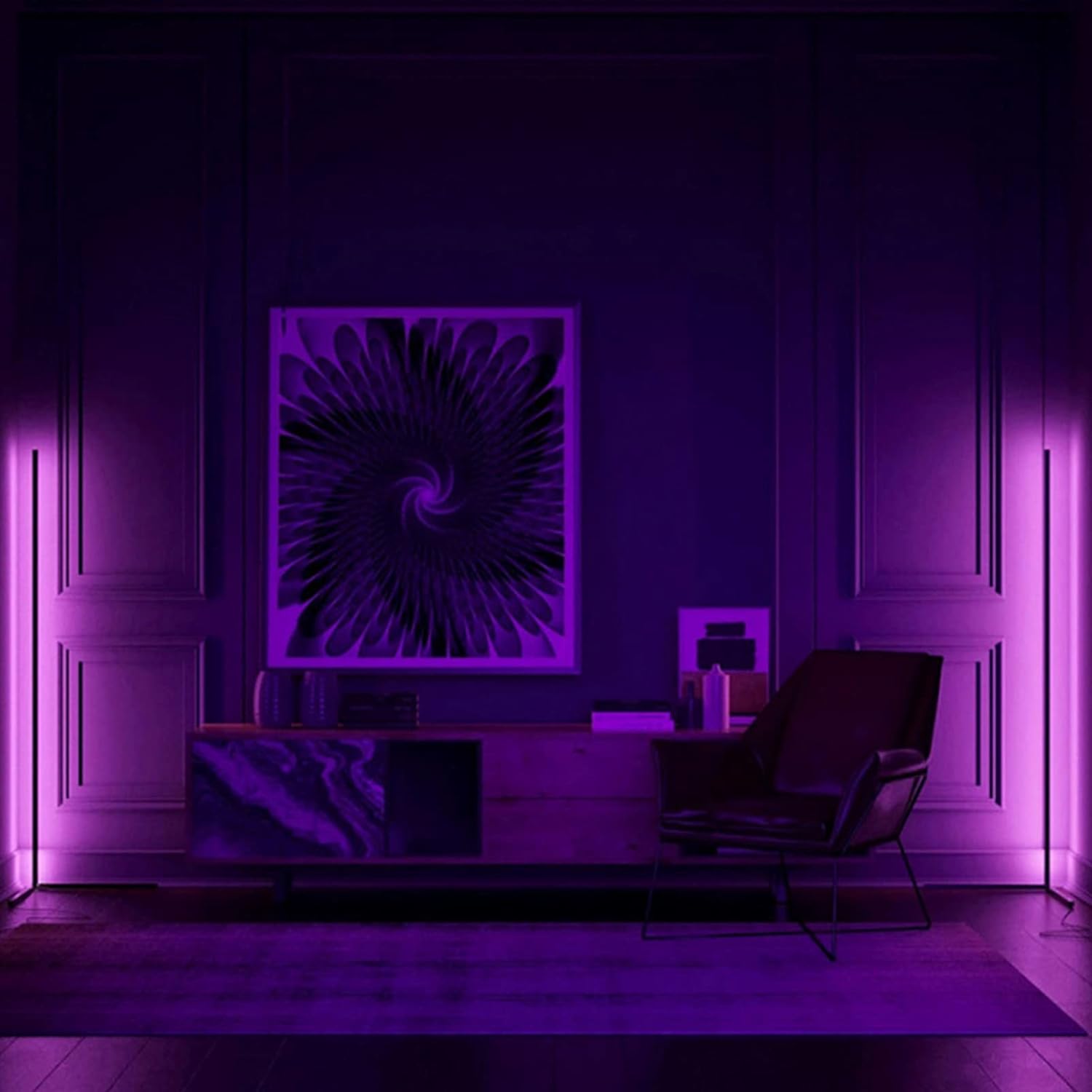 RGB LED Corner Lamp – Modern Minimalist Floor Standing Light with Remote Control & Music Sync for Mood Lighting in Bedrooms & Gaming Spaces