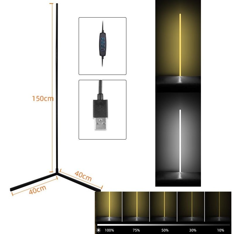 RGB LED Corner Lamp – Modern Minimalist Floor Standing Light with Remote Control & Music Sync for Mood Lighting in Bedrooms & Gaming Spaces