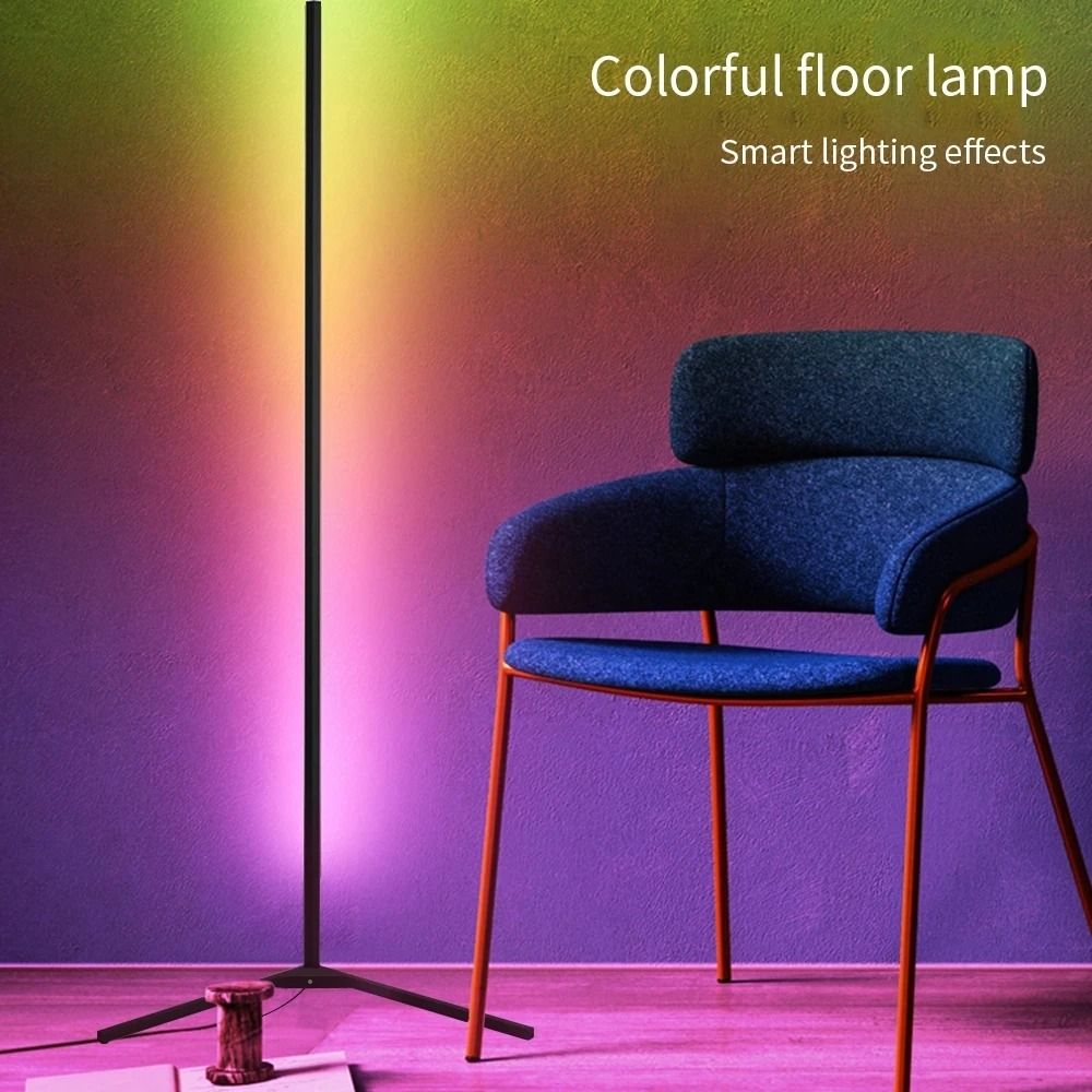 RGB LED Corner Lamp – Modern Minimalist Floor Standing Light with Remote Control & Music Sync for Mood Lighting in Bedrooms & Gaming Spaces