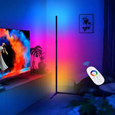 RGB LED Corner Lamp – Modern Minimalist Floor Standing Light with Remote Control & Music Sync for Mood Lighting in Bedrooms & Gaming Spaces