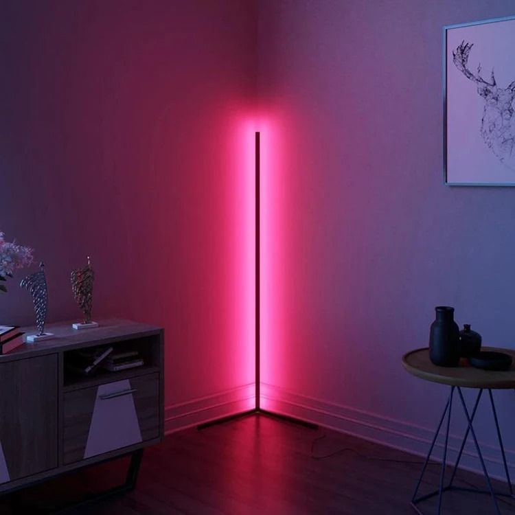 RGB LED Corner Lamp – Modern Minimalist Floor Standing Light with Remote Control & Music Sync for Mood Lighting in Bedrooms & Gaming Spaces