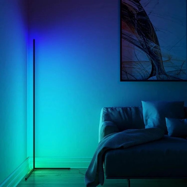 RGB LED Corner Lamp – Modern Minimalist Floor Standing Light with Remote Control & Music Sync for Mood Lighting in Bedrooms & Gaming Spaces