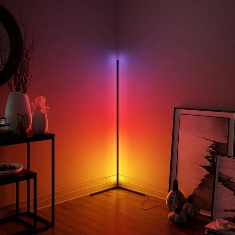 RGB LED Corner Lamp – Modern Minimalist Floor Standing Light with Remote Control & Music Sync for Mood Lighting in Bedrooms & Gaming Spaces
