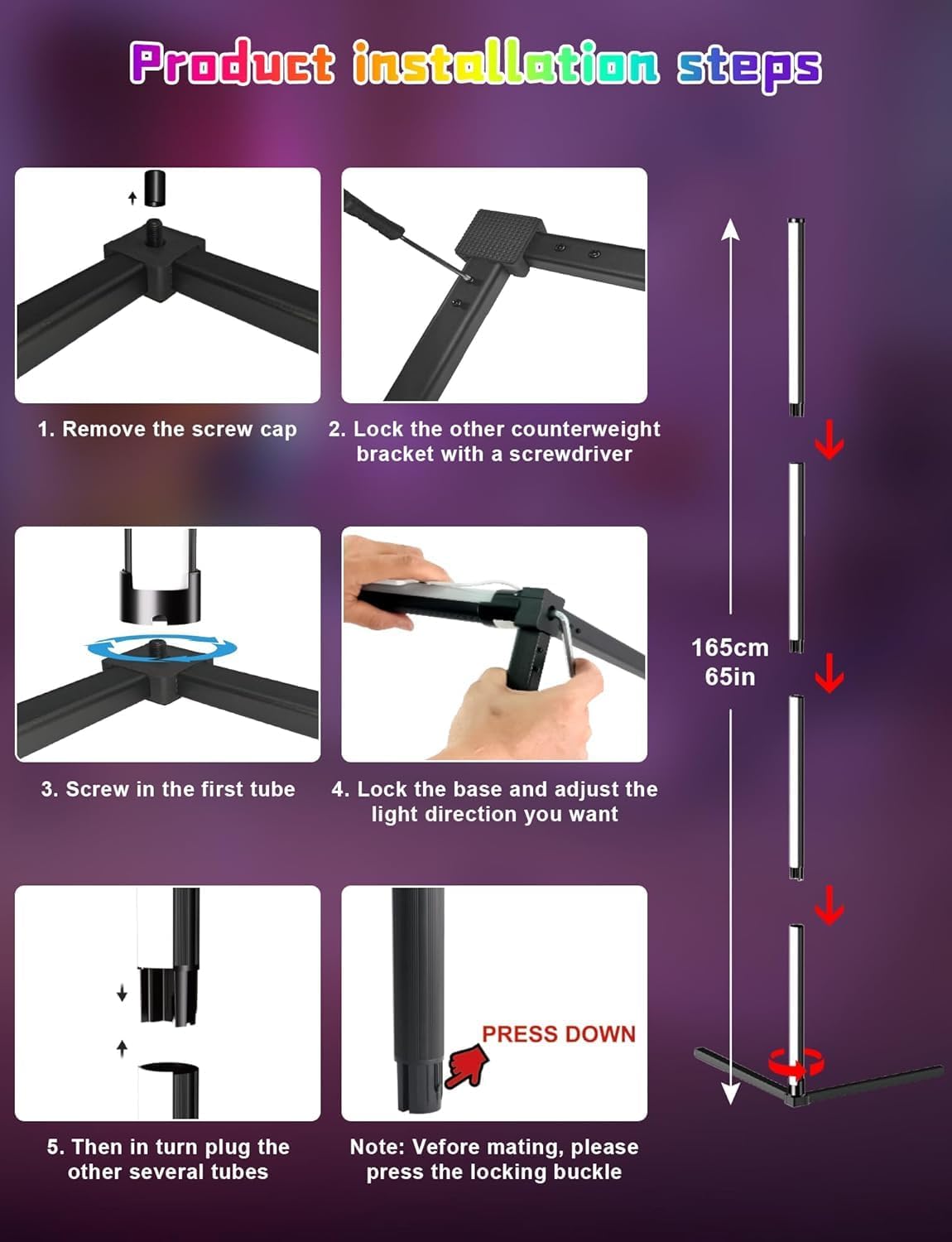 RGB LED Corner Lamp – Modern Minimalist Floor Standing Light with Remote Control & Music Sync for Mood Lighting in Bedrooms & Gaming Spaces