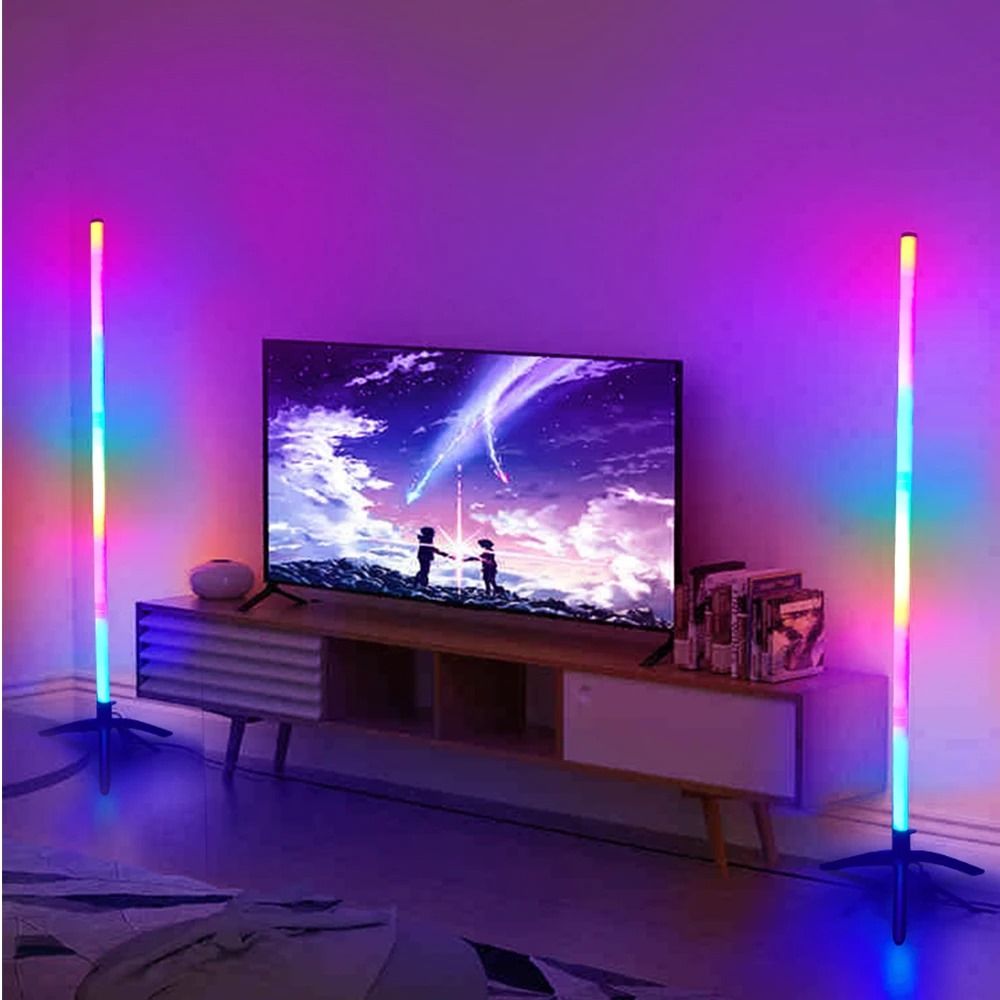 RGB LED Corner Lamp – Modern Minimalist Floor Standing Light with Remote Control & Music Sync for Mood Lighting in Bedrooms & Gaming Spaces