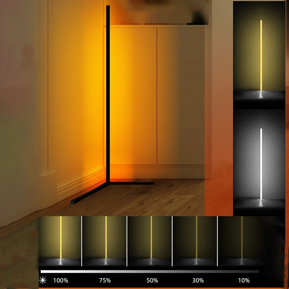 RGB LED Corner Lamp – Modern Minimalist Floor Standing Light with Remote Control & Music Sync for Mood Lighting in Bedrooms & Gaming Spaces