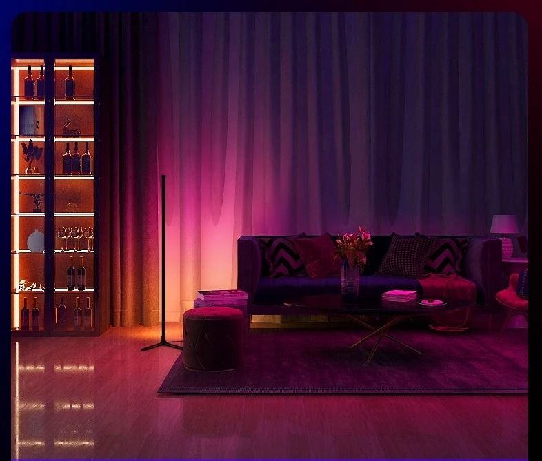 RGB LED Corner Lamp – Modern Minimalist Floor Standing Light with Remote Control & Music Sync for Mood Lighting in Bedrooms & Gaming Spaces