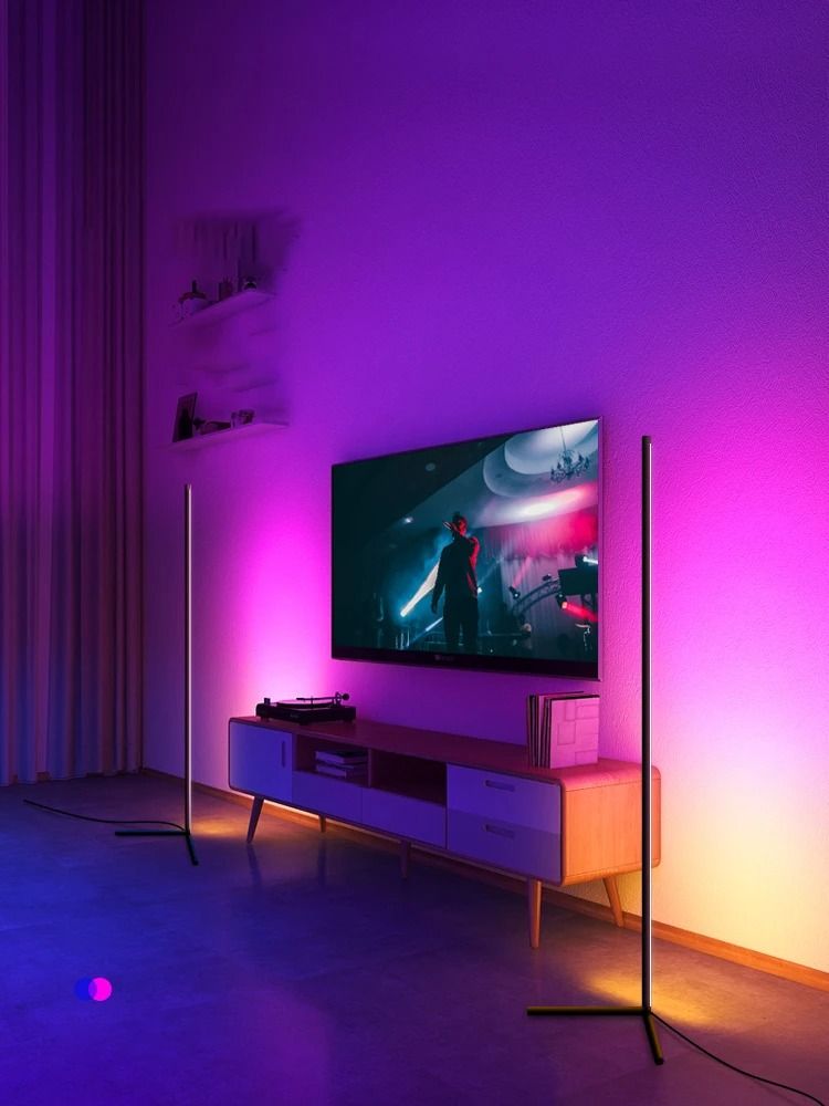 RGB LED Corner Lamp – Modern Minimalist Floor Standing Light with Remote Control & Music Sync for Mood Lighting in Bedrooms & Gaming Spaces