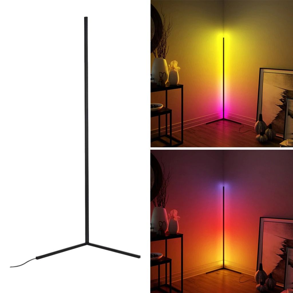 RGB LED Corner Lamp – Modern Minimalist Floor Standing Light with Remote Control & Music Sync for Mood Lighting in Bedrooms & Gaming Spaces
