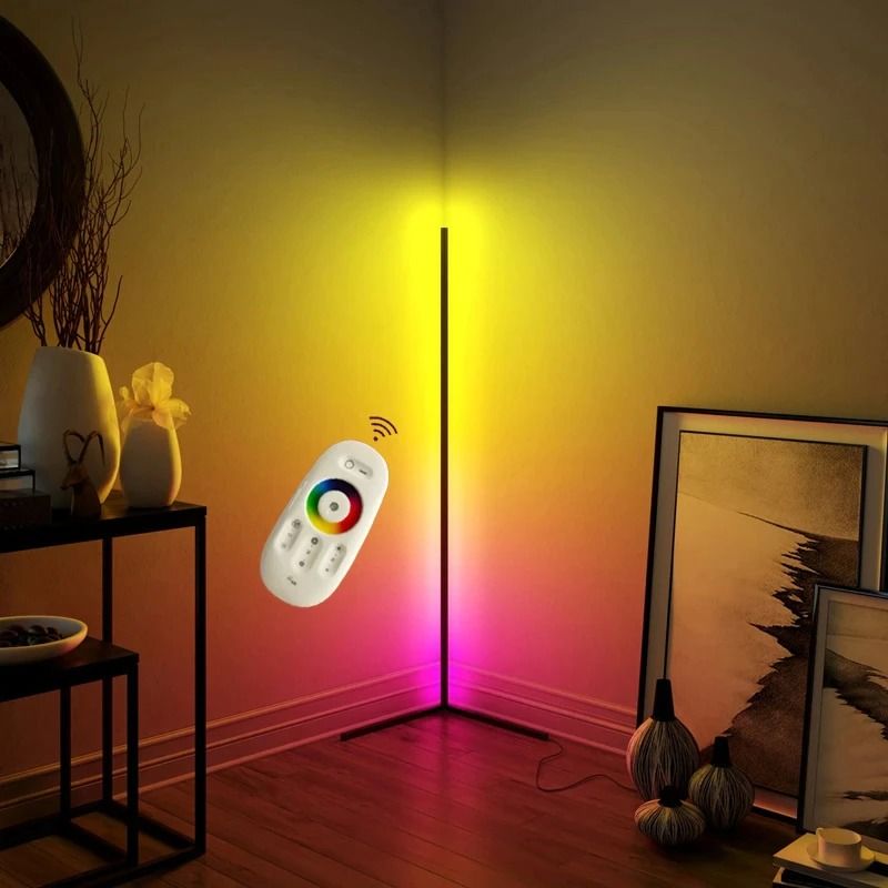 RGB LED Corner Lamp – Modern Minimalist Floor Standing Light with Remote Control & Music Sync for Mood Lighting in Bedrooms & Gaming Spaces