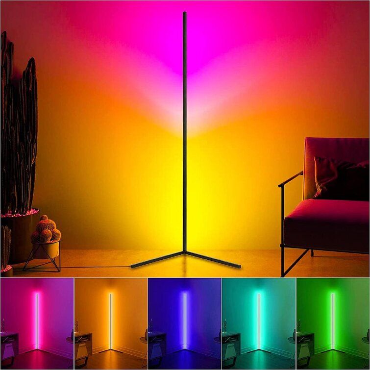 RGB LED Corner Lamp – Modern Minimalist Floor Standing Light with Remote Control & Music Sync for Mood Lighting in Bedrooms & Gaming Spaces