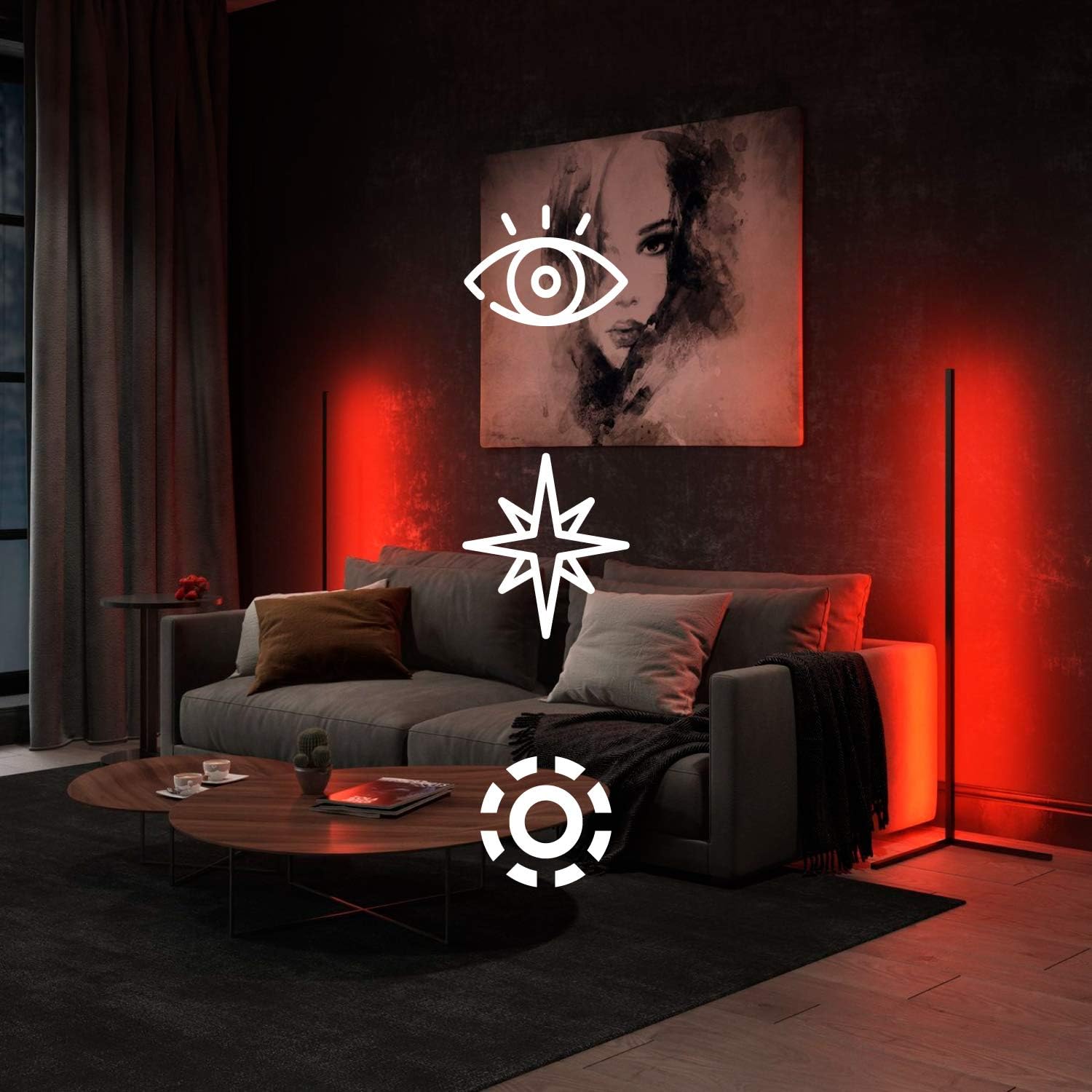 RGB LED Corner Lamp – Modern Minimalist Floor Standing Light with Remote Control & Music Sync for Mood Lighting in Bedrooms & Gaming Spaces