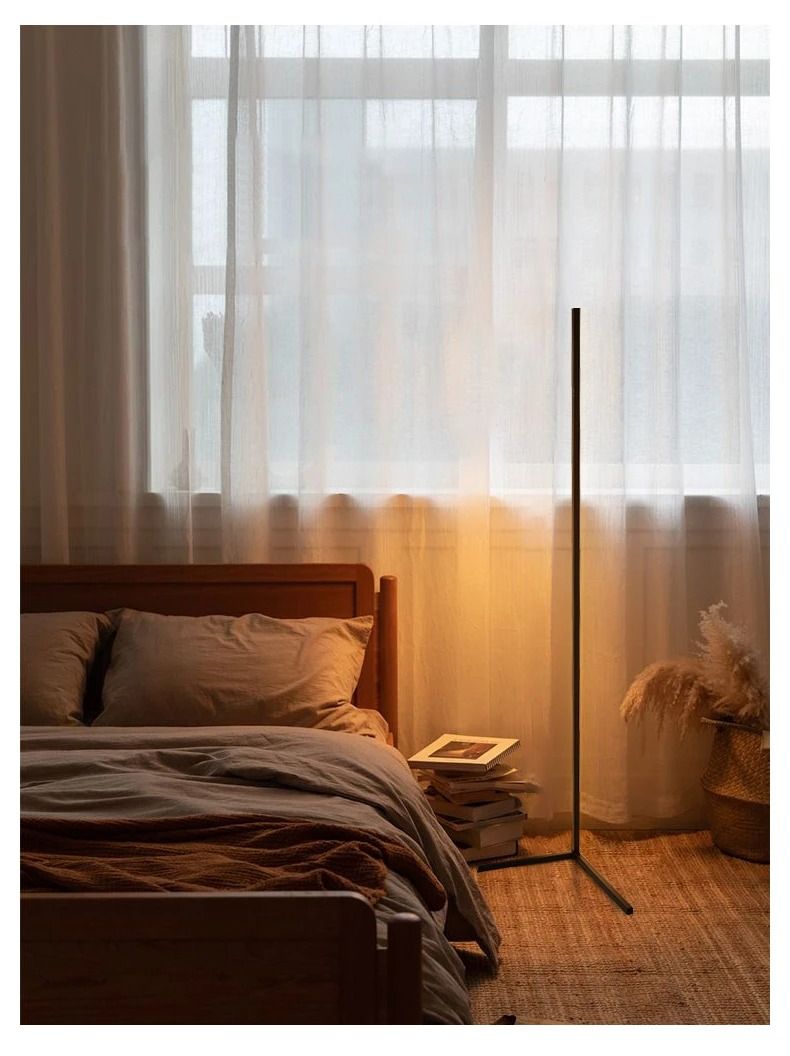 RGB LED Corner Lamp – Modern Minimalist Floor Standing Light with Remote Control & Music Sync for Mood Lighting in Bedrooms & Gaming Spaces