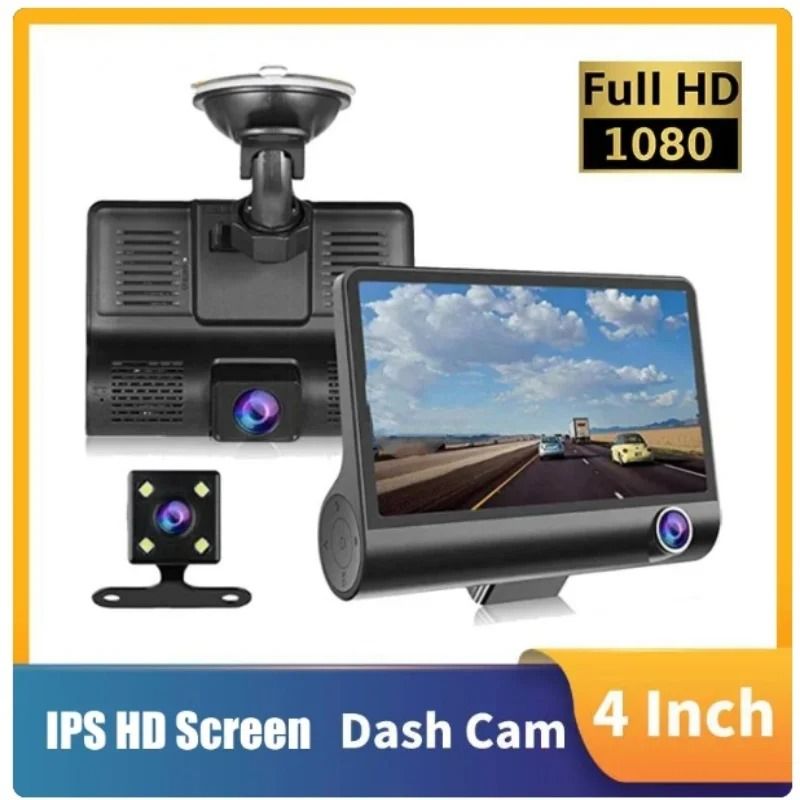 1080P Dash Cam 4 inch Display Dual Lens Dashboard Camera with Rearview Camera Wireless Night Version Driving Recorder