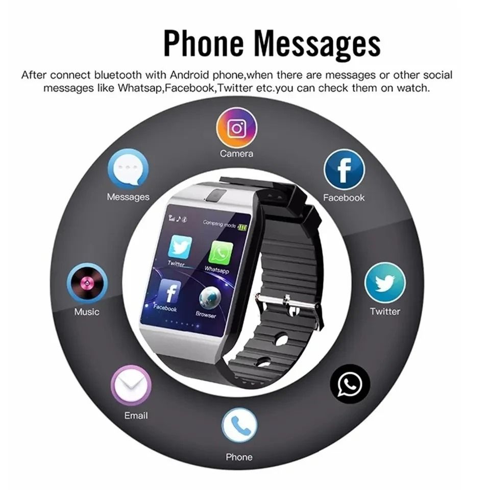 Bluetooth Smart Watch Men Smartwatch Sport Women Smart Watches DZ09 Touch Screen
