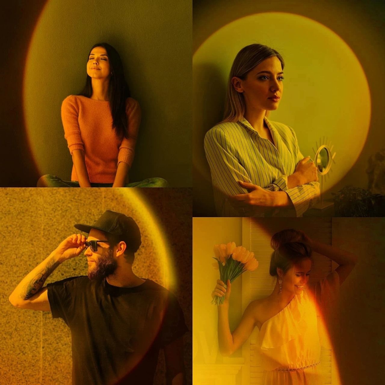 USB Sunset Lamp Rainbow Light Projector Night Light Sunset Projection LED Desk Lamp For Bedroom Living Room Cafe Decoration