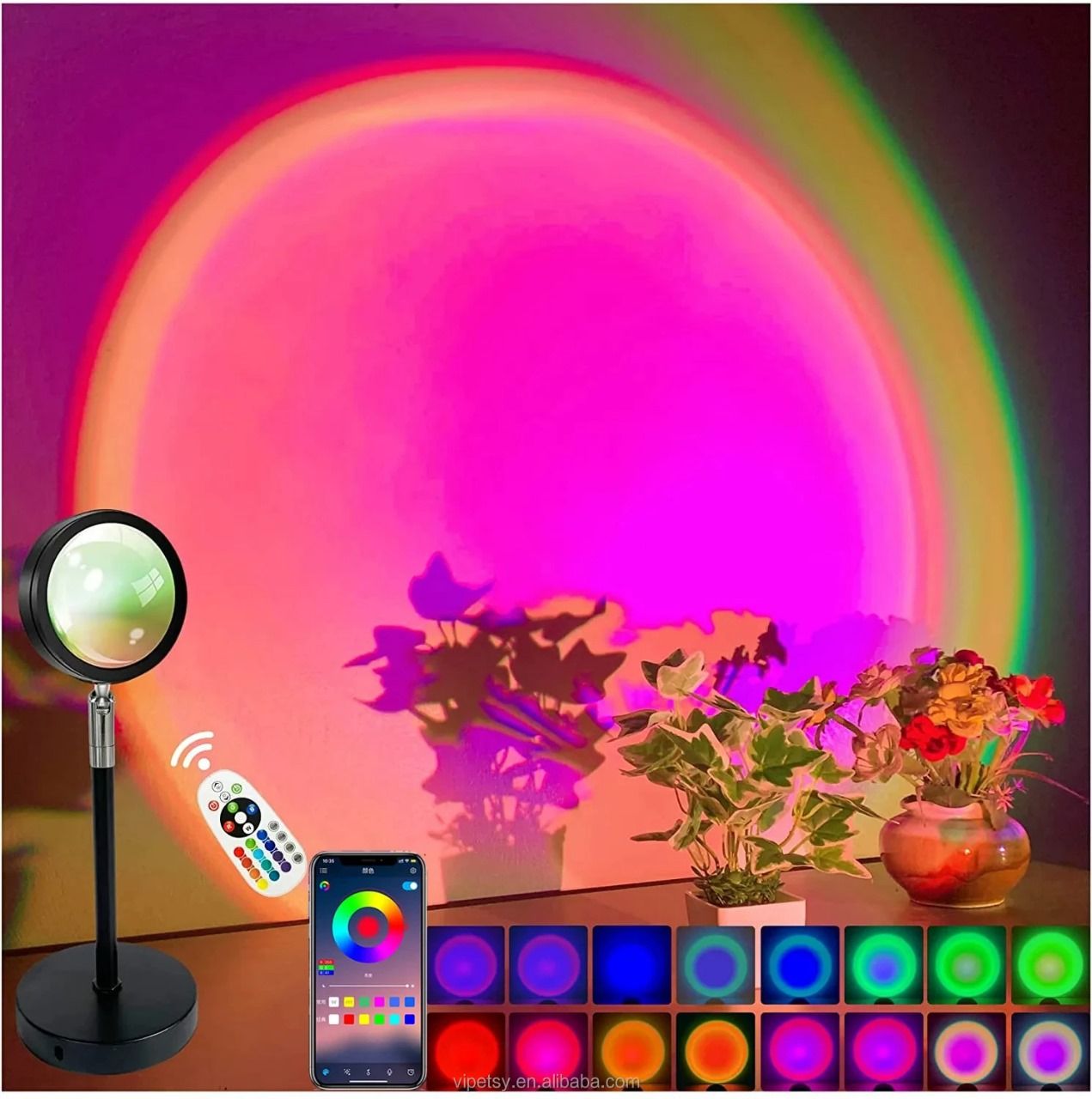 USB Sunset Lamp Rainbow Light Projector Night Light Sunset Projection LED Desk Lamp For Bedroom Living Room Cafe Decoration