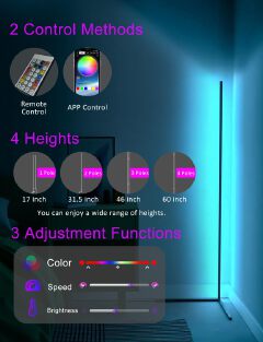 Smart RGB Corner Lamp – Modern LED Standing Floor Light with Remote Control, Music Sync & Mood Lighting for Bedroom, Gaming Room & Living Room