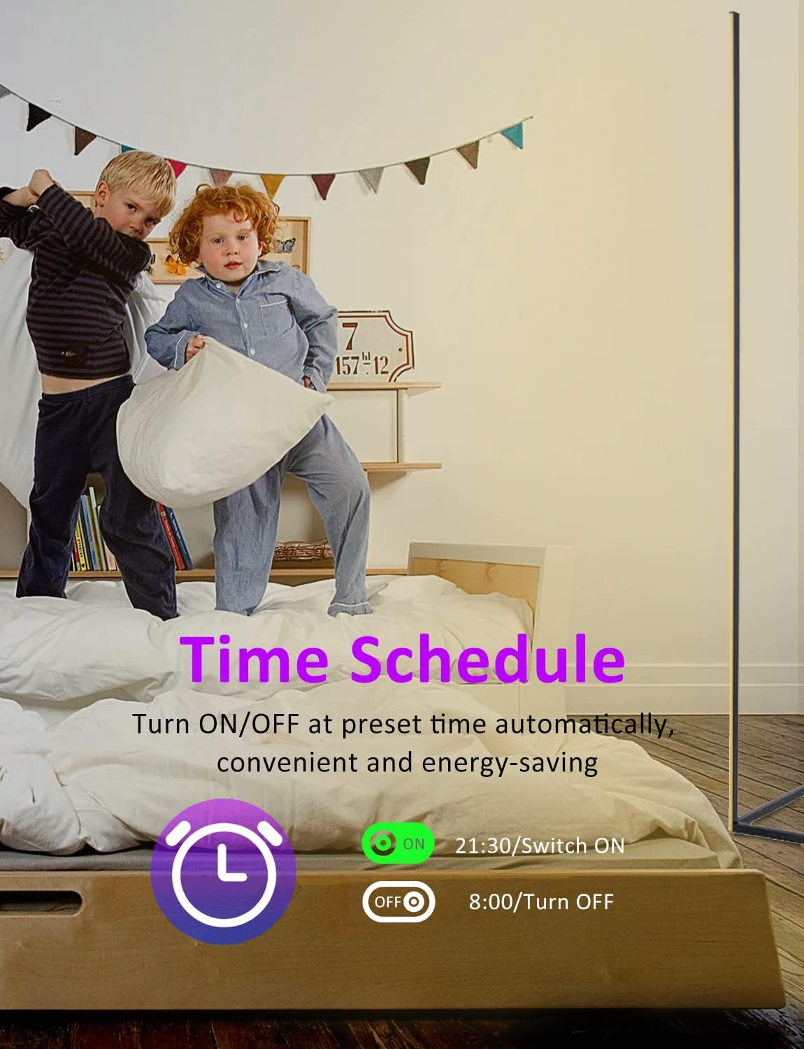 Smart RGB Corner Lamp – Modern LED Standing Floor Light with Remote Control, Music Sync & Mood Lighting for Bedroom, Gaming Room & Living Room