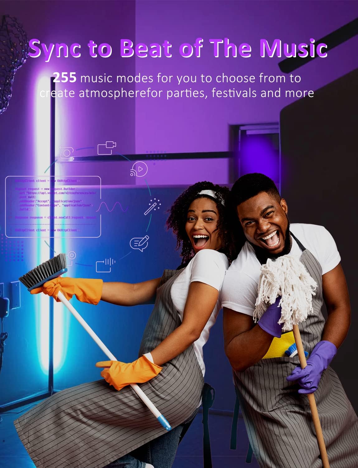 Modern RGB Corner Lamp – Smart LED Floor Light with 16 Million Colors, Remote & App Control, Mood Lighting for Bedroom, Living Room & Entertainment