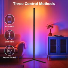 RGB Corner Floor Lamp – Modern LED Standing Light with Remote & App Control, Ambient Mood Lighting for Bedroom, Living Room, Gaming & Home Decor