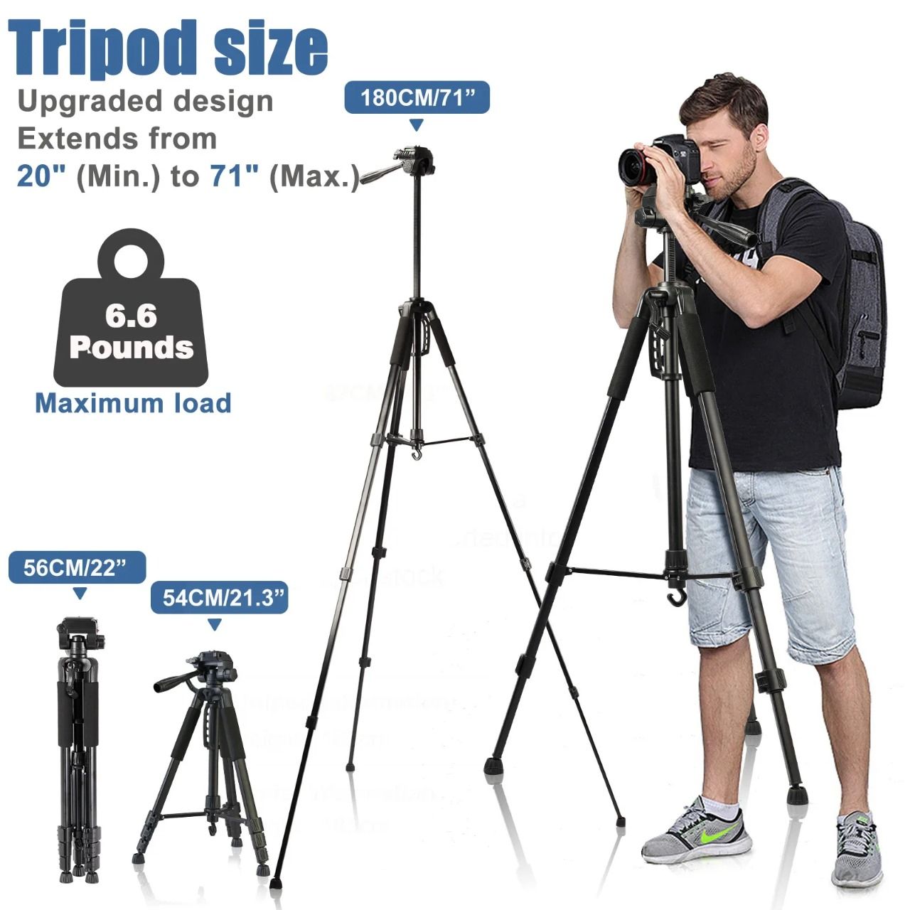 3366 Adjustable Phone and SLR Camera Tripod Stand with Maximum Height of 1.4 Meters for Enhanced Stability and Versatile Shooting Options