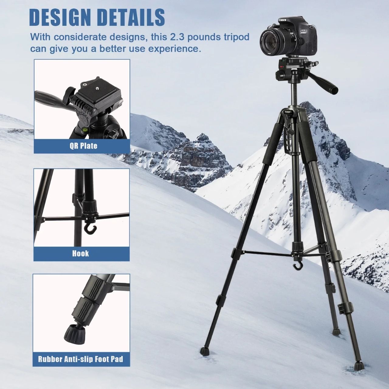 3366 Adjustable Phone and SLR Camera Tripod Stand with Maximum Height of 1.4 Meters for Enhanced Stability and Versatile Shooting Options