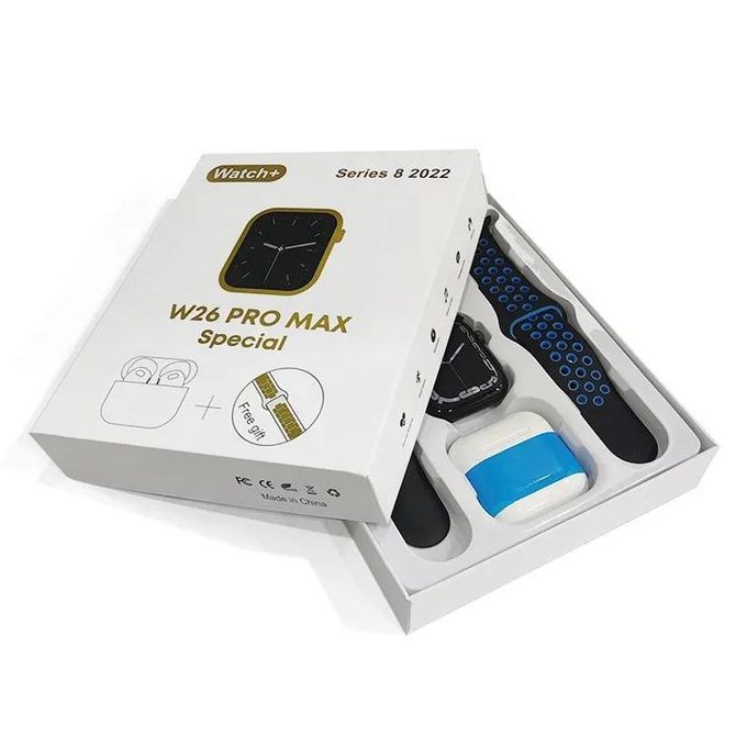 W26 PRO MAX SMARTWATCH SERIES 8, WEBW26 Ultra Max is designed as a stylish Smart Watch with Earbuds.