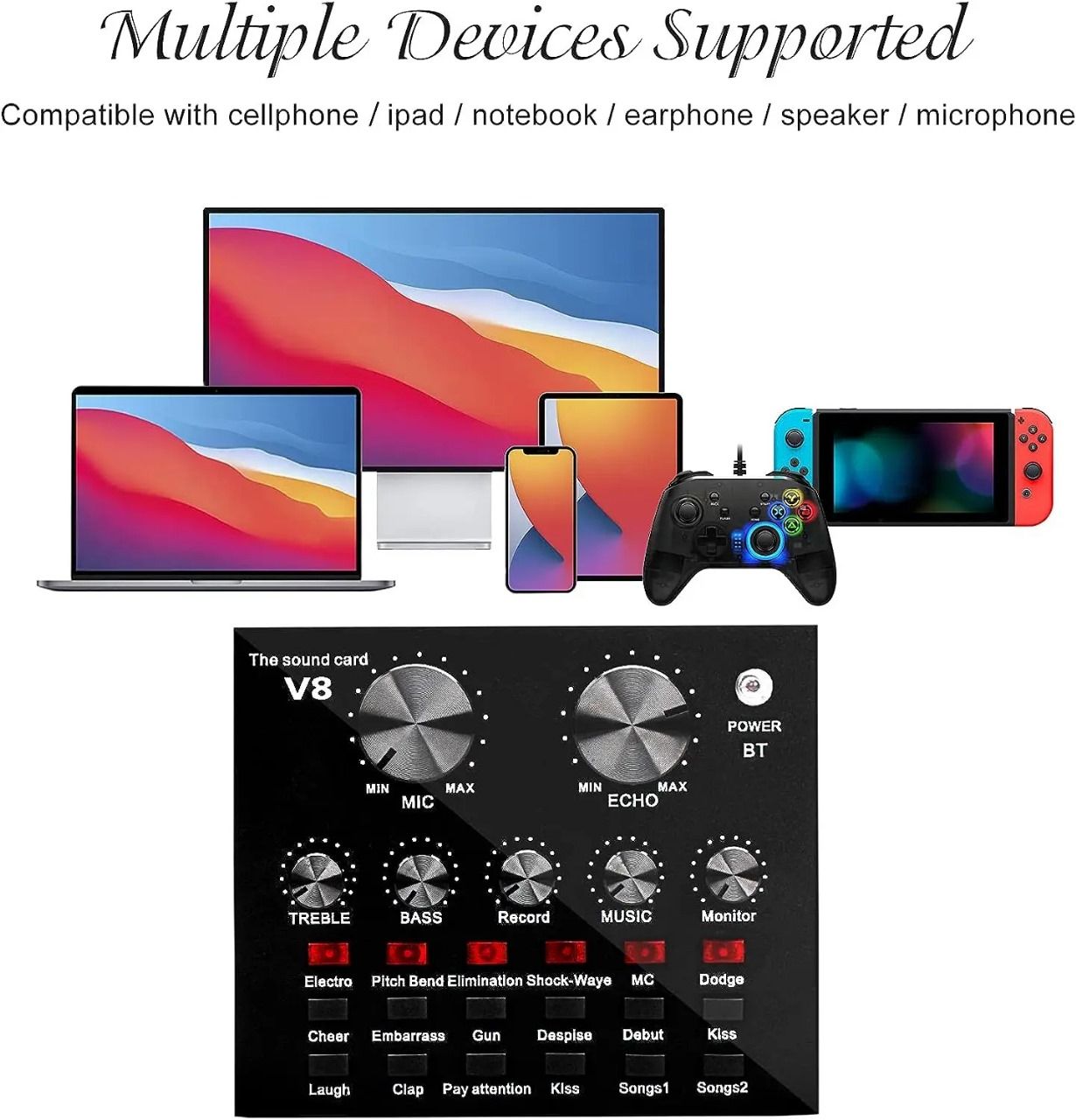 BM800 Podcast Microphone & V8 Sound Card Combo – Studio Quality Recording Kit