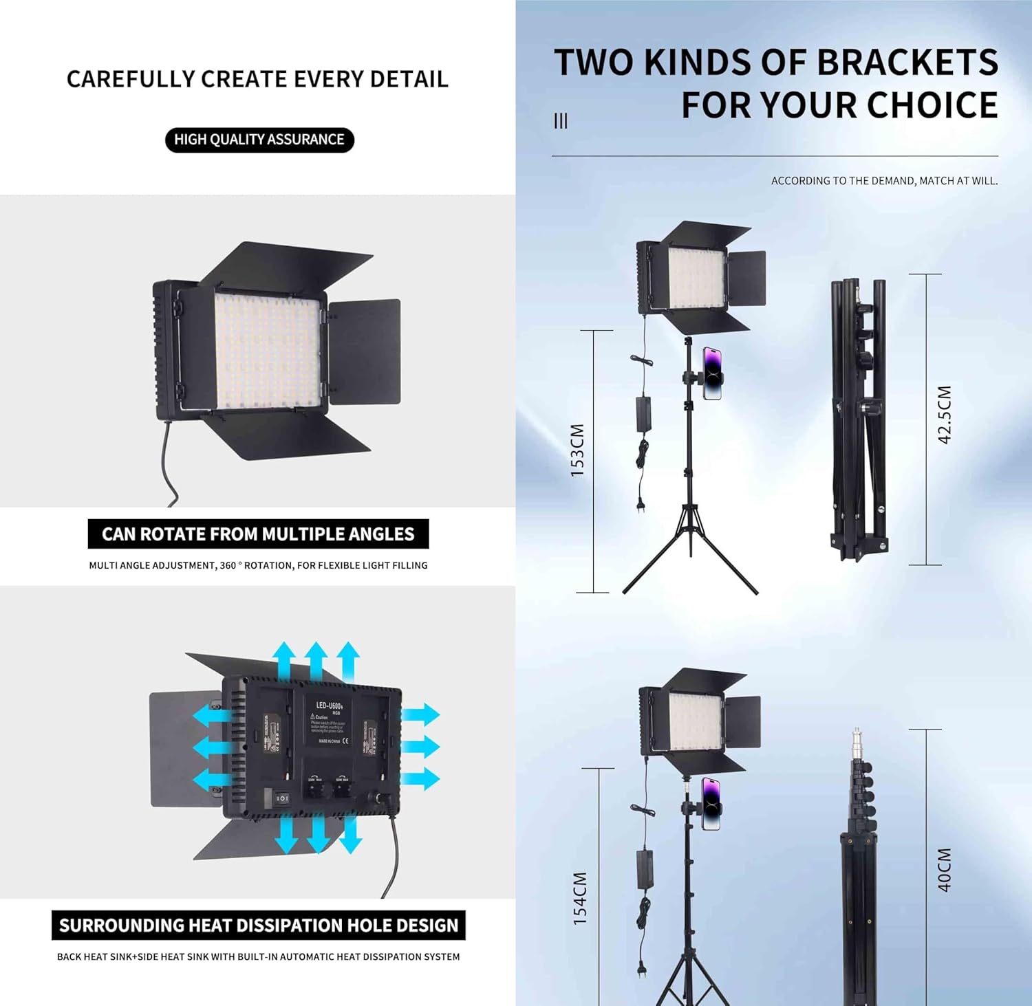 U600 cmaera light With Batteries And Charger 220V LED-U600+ Video LED LIGHT 600 LEDs Video Camera Light Bi-color Temperature Adjustable Photography DSLR