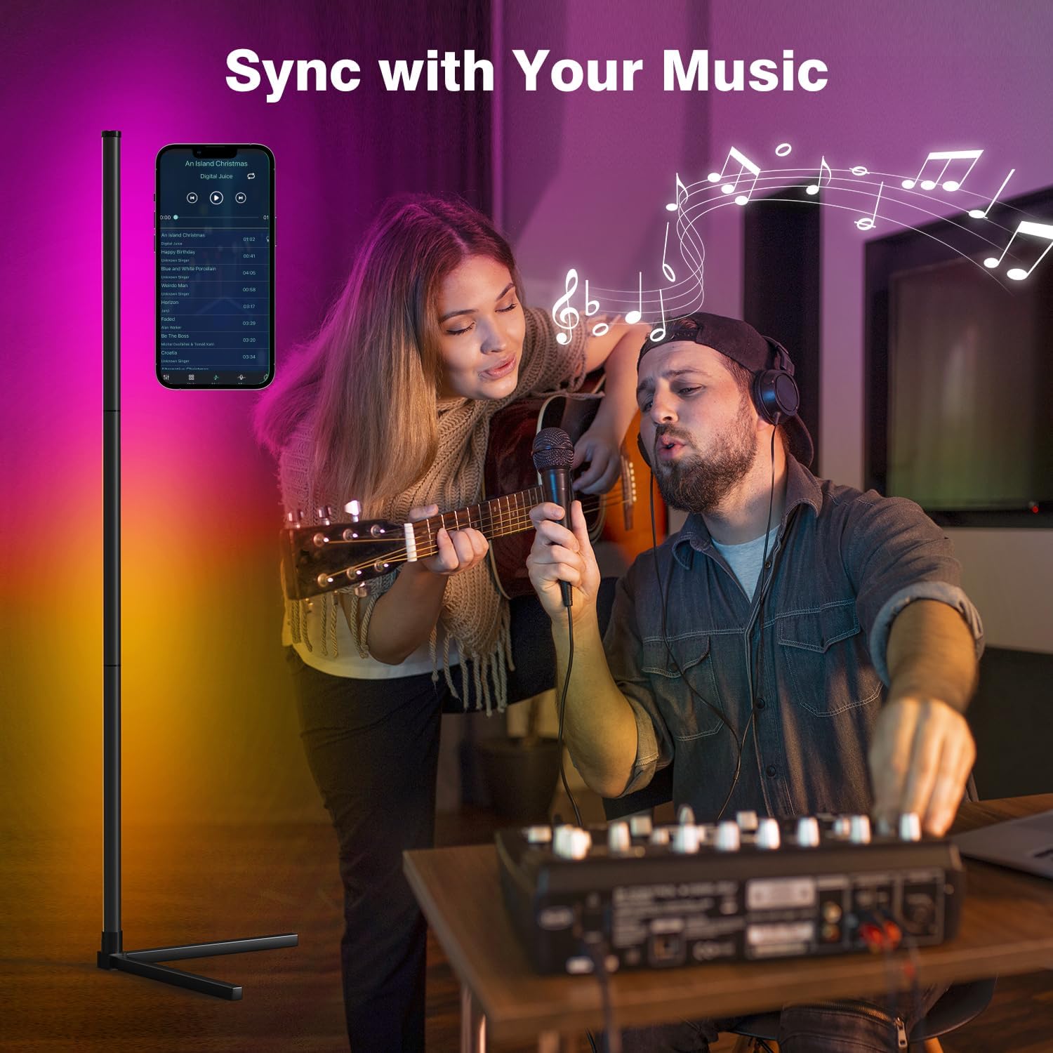 LED Corner Lamp, RGB Corner Floor Lamp with APP and Remote Control, 16 Million Colors & 68+ Scene Color Changing Ambience Light with Music Sync for Living Room, Bedroom, Gaming Room