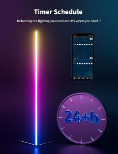 RGB Corner Floor Lamp with APP and Remote Control, 16 Million Colors & 68+ Scene Color Changing Ambience Light with Music Sync for Living Room, Bedroom, Gaming Room