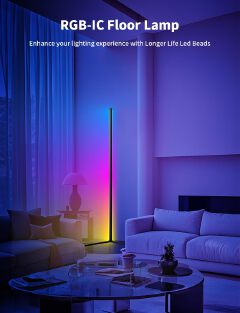 RGB Corner Floor Lamp with APP and Remote Control, 16 Million Colors & 68+ Scene Color Changing Ambience Light with Music Sync for Living Room, Bedroom, Gaming Room