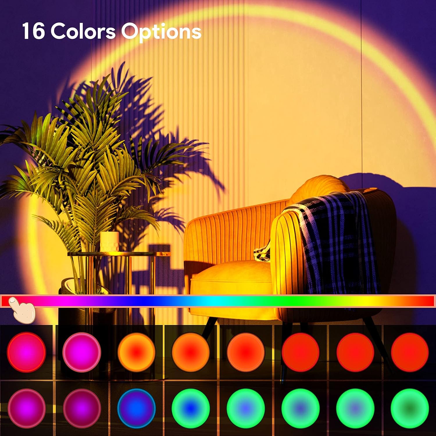 Sunset Lamp Multiple Colors with Remote, Sunset Projection Lamp 16 Colors, Sunset Light Projector Color Changing, LED Rainbow Sunset Projector Lamp