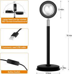Sunset Lamp Multiple Colors with Remote, Sunset Projection Lamp 16 Colors, Sunset Light Projector Color Changing, LED Rainbow Sunset Projector Lamp