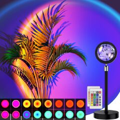 Sunset Lamp Multiple Colors with Remote, Sunset Projection Lamp 16 Colors, Sunset Light Projector Color Changing, LED Rainbow Sunset Projector Lamp