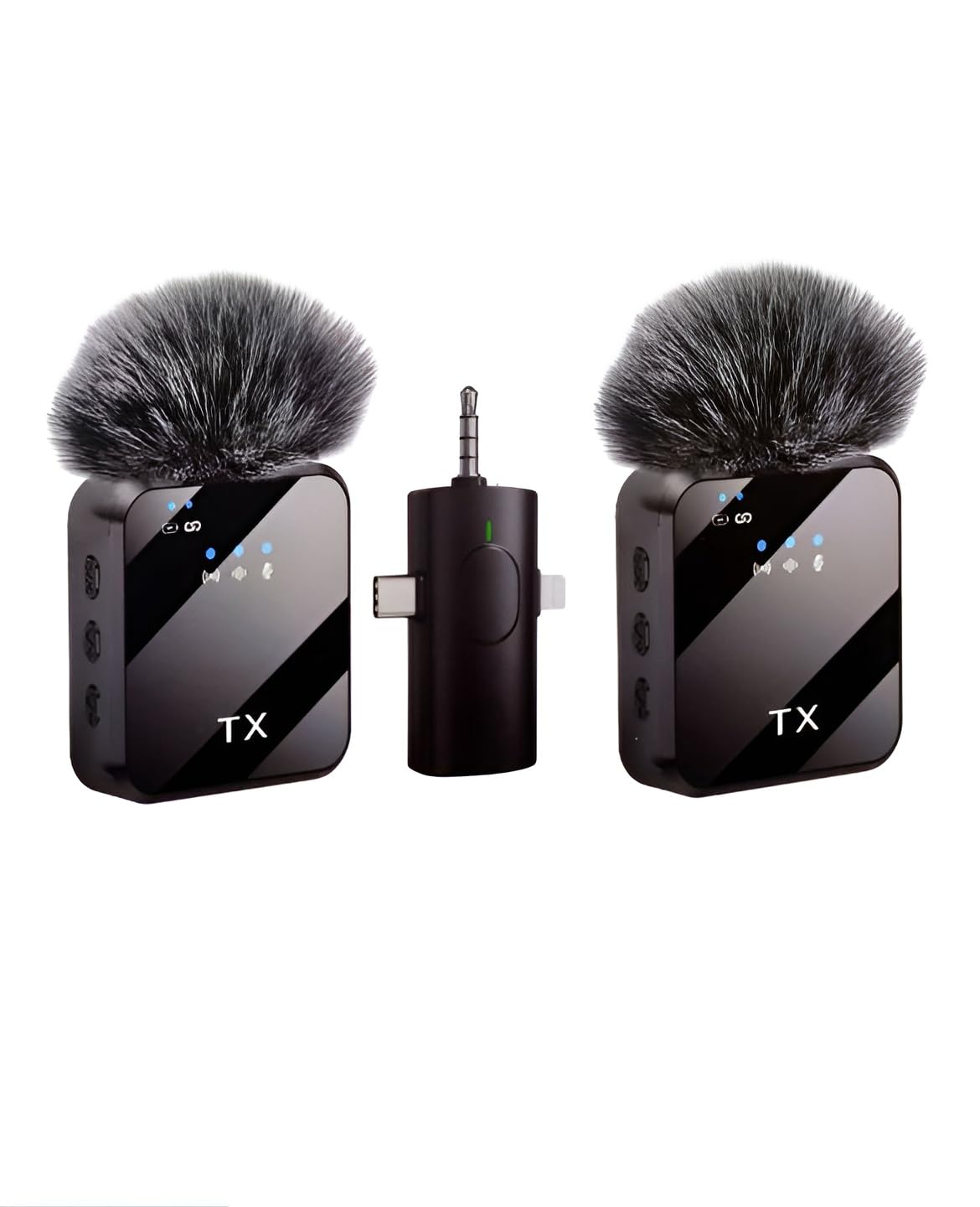 F11-2 3 in 1 Wireless Microphone, Noise Cancellation Wireless Mic for Youtubers, Video Recording, Facebook, Compatible with Type-C Android/iPhone/Cameras/Laptop