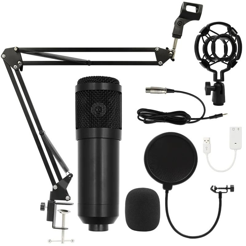 BM800 USB Condenser Microphone With V8 Mixer | Noise Cancellation Studio Mic Kit for Podcast, Singing, Livestream, Gaming, Broadcasting & Audio Recording