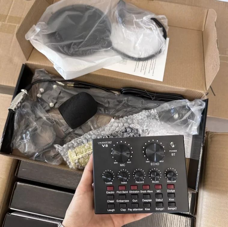 BM800 USB Condenser Microphone With V8 Mixer | Noise Cancellation Studio Mic Kit for Podcast, Singing, Livestream, Gaming, Broadcasting & Audio Recording