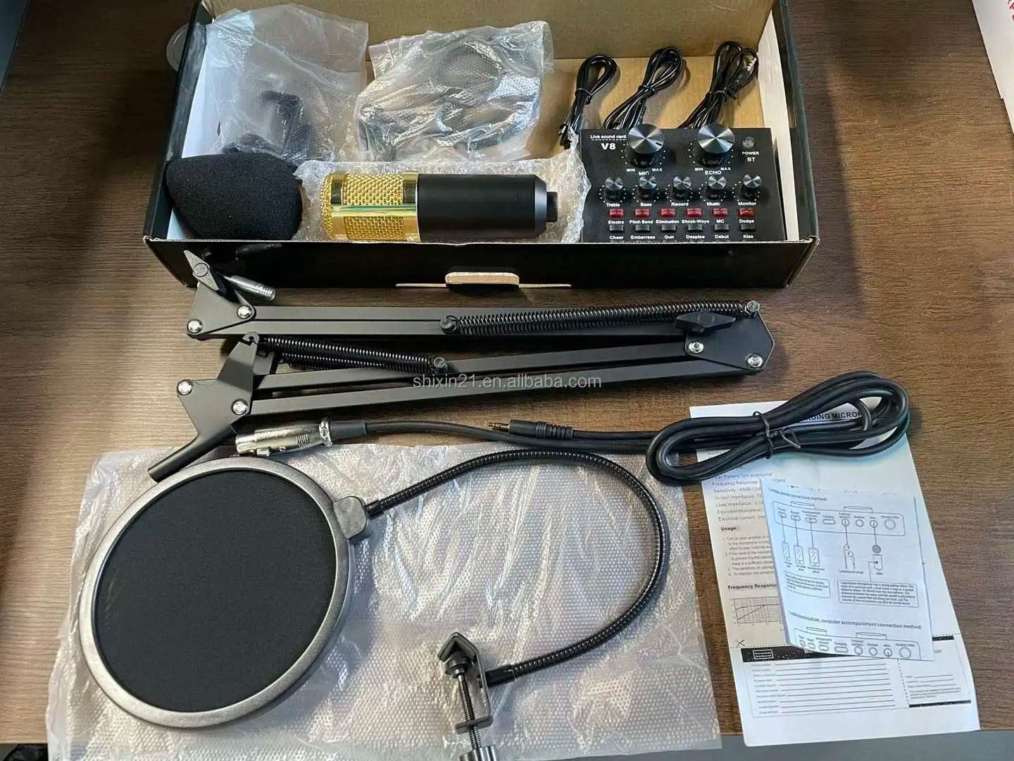 BM800 USB Condenser Microphone With V8 Mixer | Noise Cancellation Studio Mic Kit for Podcast, Singing, Livestream, Gaming, Broadcasting & Audio Recording