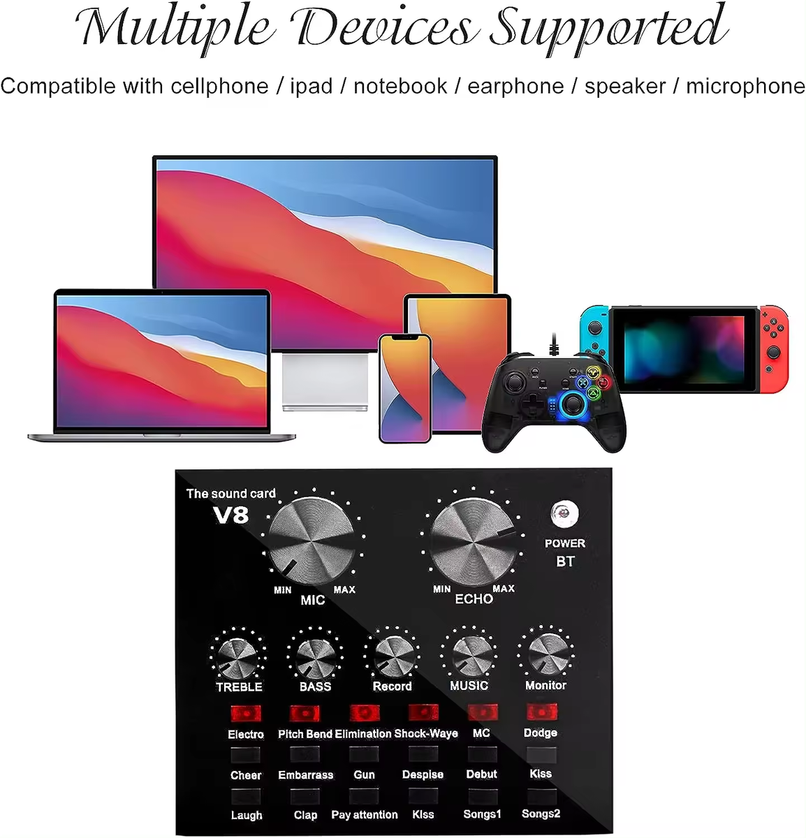 BM800 Professional USB Condenser Microphone Kit With V8 Sound Card Mixer for Podcasting, Live Streaming, Gaming, Karaoke, Singing, Voice Recording, Broadcasting, and Home Studio