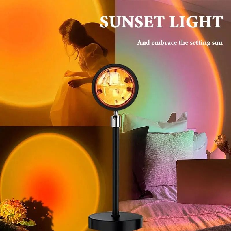 Sunset Lamp USB LED Sunset Projector Light 180° Rotating Mood Lamp for Photography, Bedroom Decor, Selfie, Rainbow Light, Home Decoration