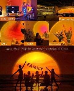 Sunset Lamp USB LED Sunset Projector Light 180° Rotating Mood Lamp for Photography, Bedroom Decor, Selfie, Rainbow Light, Home Decoration