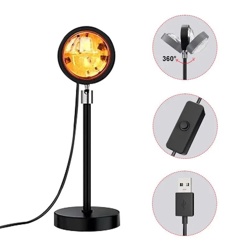 High Quality Sunset Projector Lamp with 16 Colors LED Mood Light for Photoshoot, TikTok Videos, Aesthetic Room Lighting, Home and Studio Décor