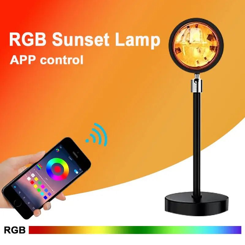 High Quality Sunset Projector Lamp with 16 Colors LED Mood Light for Photoshoot, TikTok Videos, Aesthetic Room Lighting, Home and Studio Décor