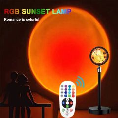 16 Colors Smart Sunset Lamp Projector USB Rainbow Ambient Light for Selfies, Photography, Aesthetic Bedroom, Home Decoration, and Live Streaming