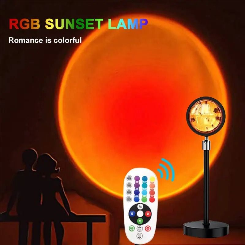 16 Colors Smart Sunset Lamp Projector USB Rainbow Ambient Light for Selfies, Photography, Aesthetic Bedroom, Home Decoration, and Live Streaming