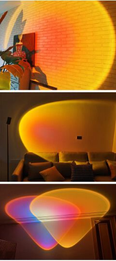 16 Colors Smart Sunset Lamp Projector USB Rainbow Ambient Light for Selfies, Photography, Aesthetic Bedroom, Home Decoration, and Live Streaming