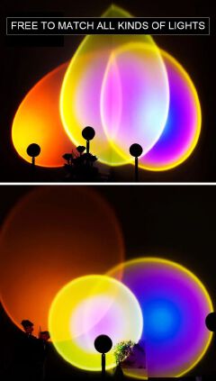 16 Colors Smart Sunset Lamp Projector USB Rainbow Ambient Light for Selfies, Photography, Aesthetic Bedroom, Home Decoration, and Live Streaming